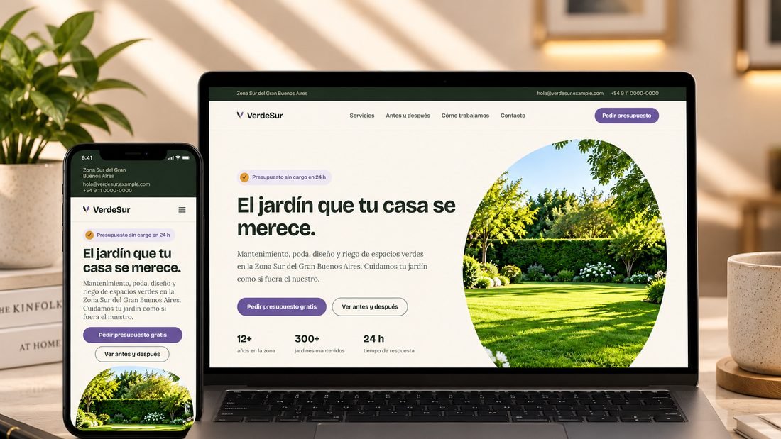 Sitio web VerdeSur — jardinería